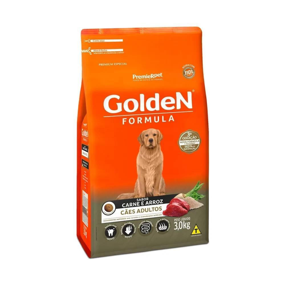 Ração Fórmula Cães Adultos Carne Golden 3Kg