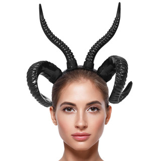 Dark Series Halloween Headgear Party Reunion Devil Horns Simulação Cos Props Grandes Chifres De Cabra Faixa De Cabelo