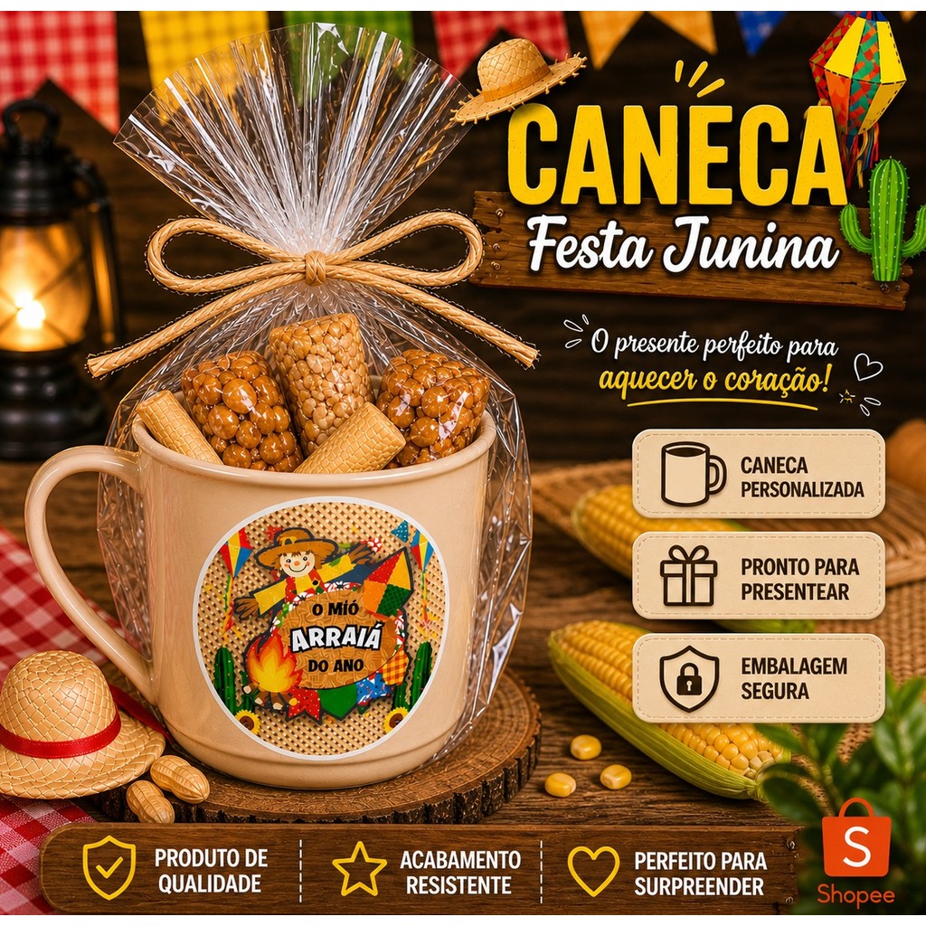 Kit canecas lembrancinha festa junina julina são joão 5 a 30 personalizado resistente pronta entrega
