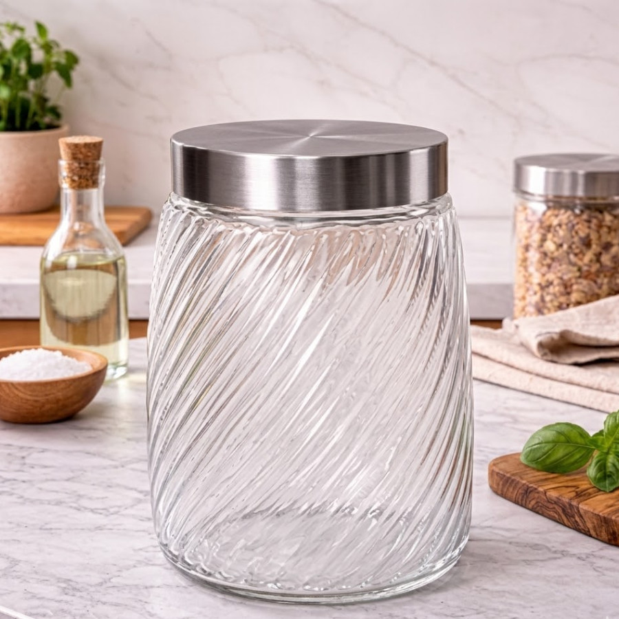 Pote hermético de vidro tampa inox 800ml
