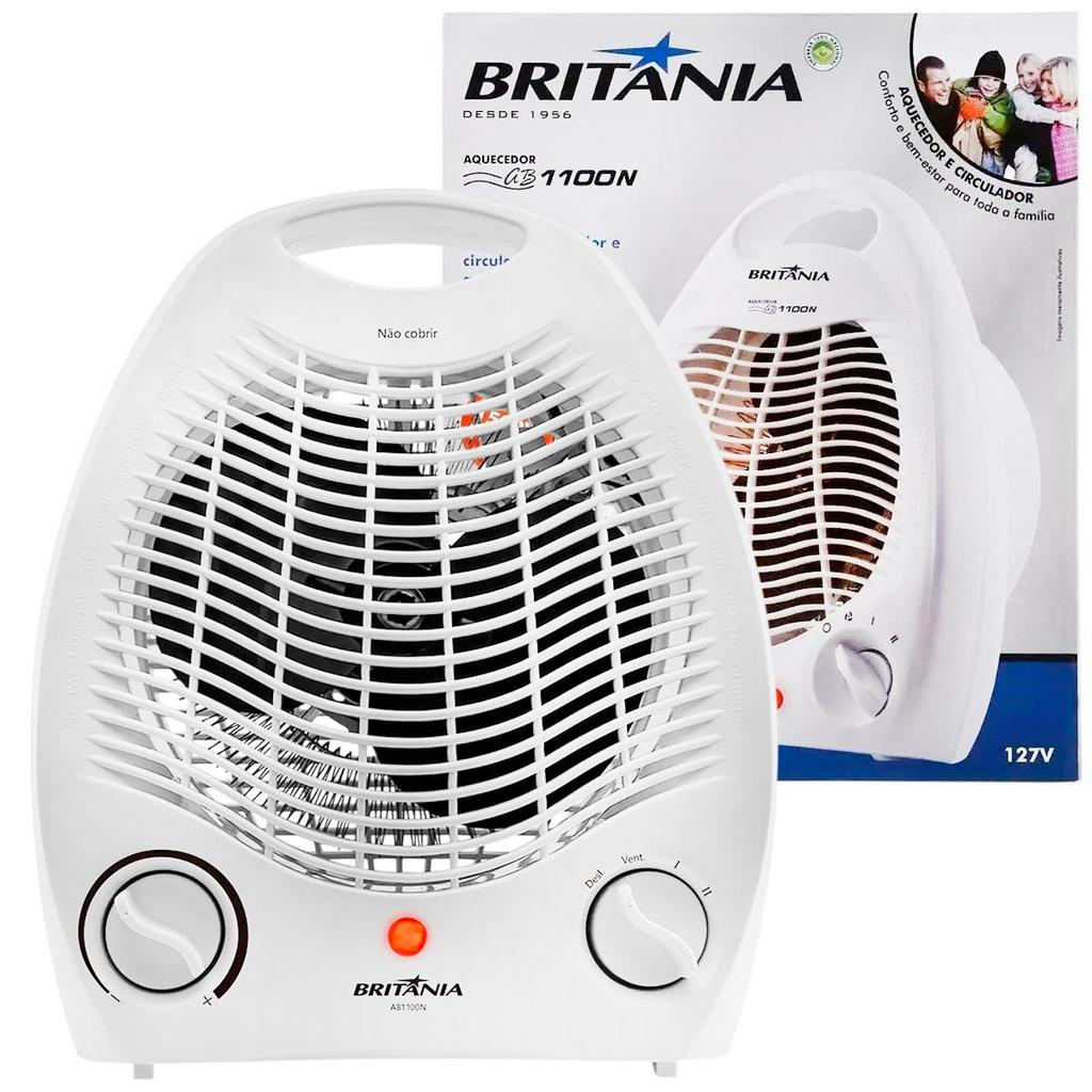 Aquecedor Elétrico Britânia AB1100N 127V 2 em 1 com 3 Níveis de Potência 1500W T