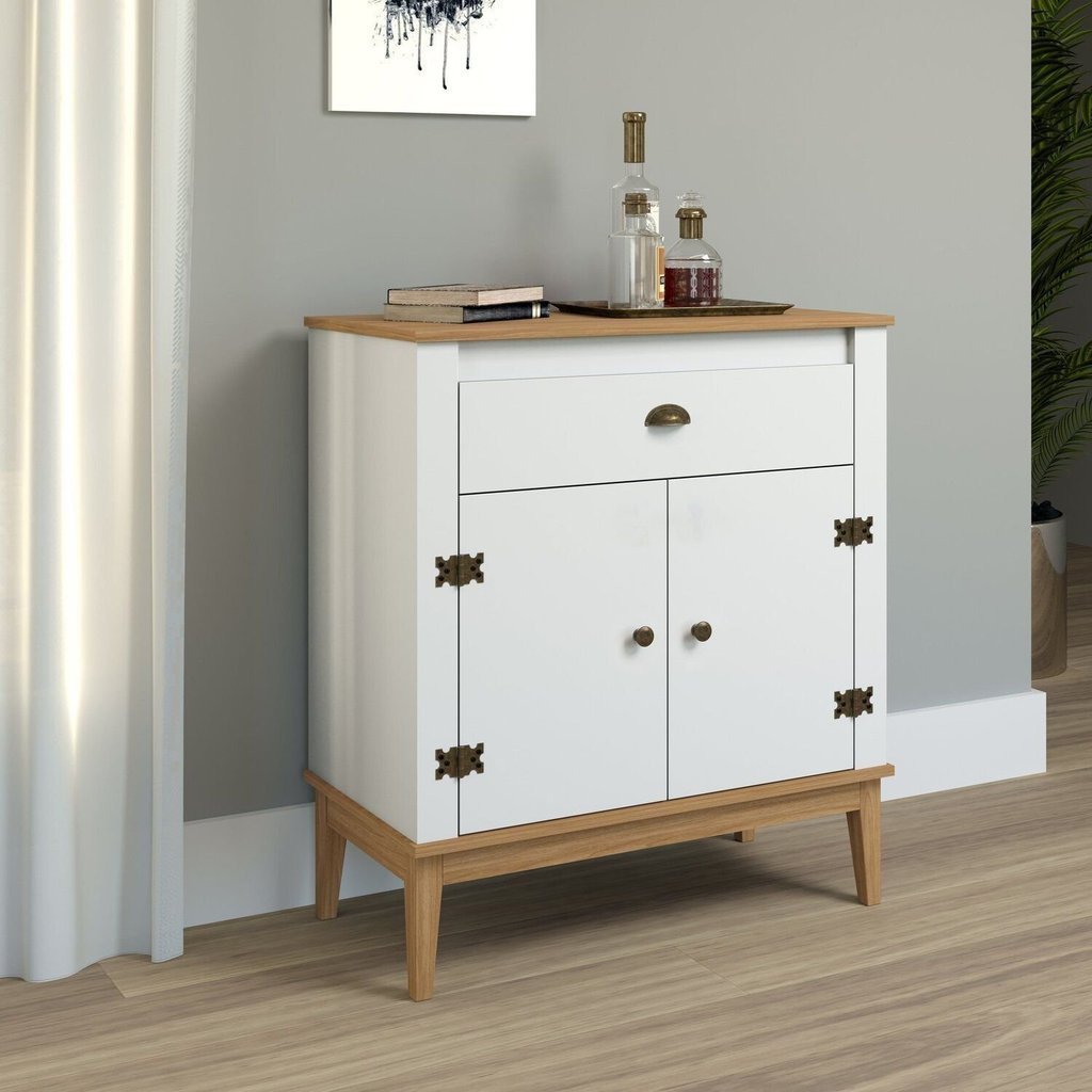 Aparador - Colonial 80x90x41 cm 1 Gaveta 2 Portas Branco/Mel Mel/Branco