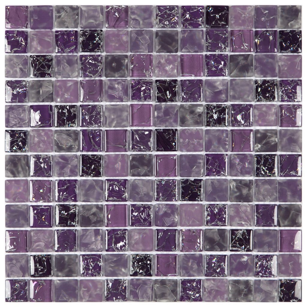 Pastilha de Vidro Ice de 30cm X 30cm Rende  Glass Mosaic Lilás