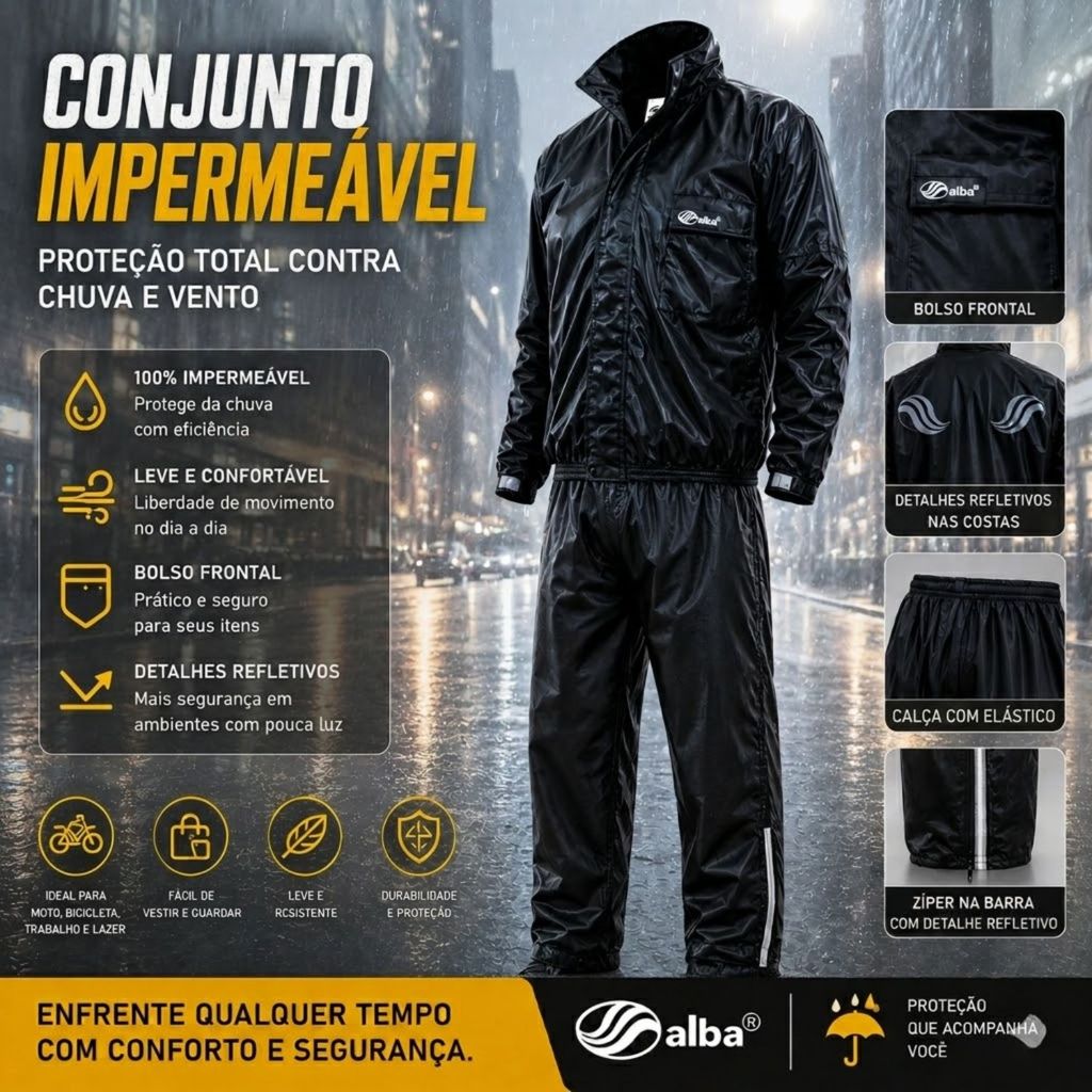 Conjunto Capa Chuva Masculina Moto Motoboy Impermeável Pvc