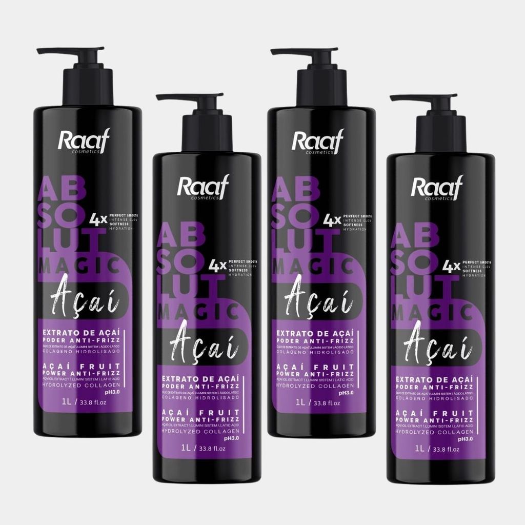 Kit 4 Progressiva Anti-frizz Absolut Açaí Cabelo sem Frizz - 1L