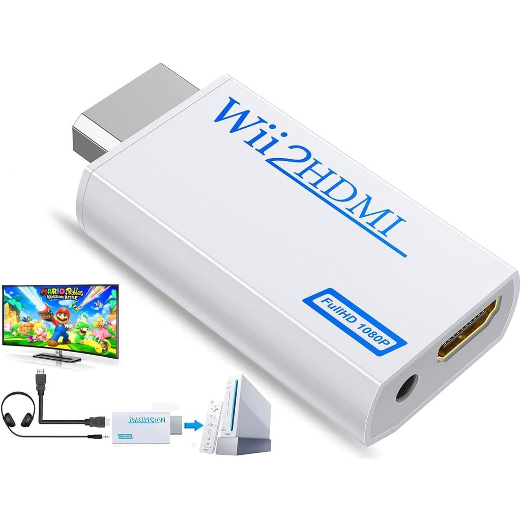 Conversor Wii para HDMI, Wii2 para HDMI para Saída de Áudio e Vídeo HD com Conector de Áudio de 3,5mm, Suporta Todos os