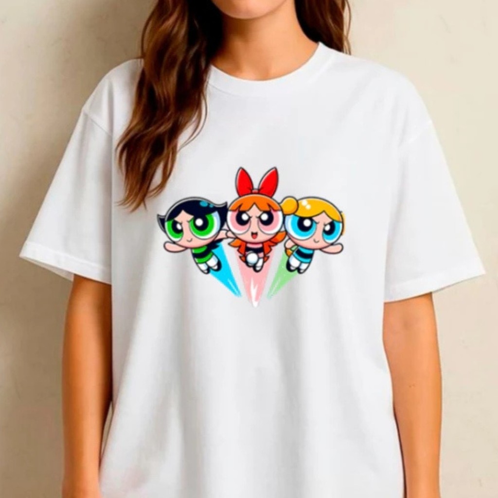Camiseta Estampada Inspirado Super Poderosas Voando Unissex 100% Algodão Frete Grátis Rápido Plus Size