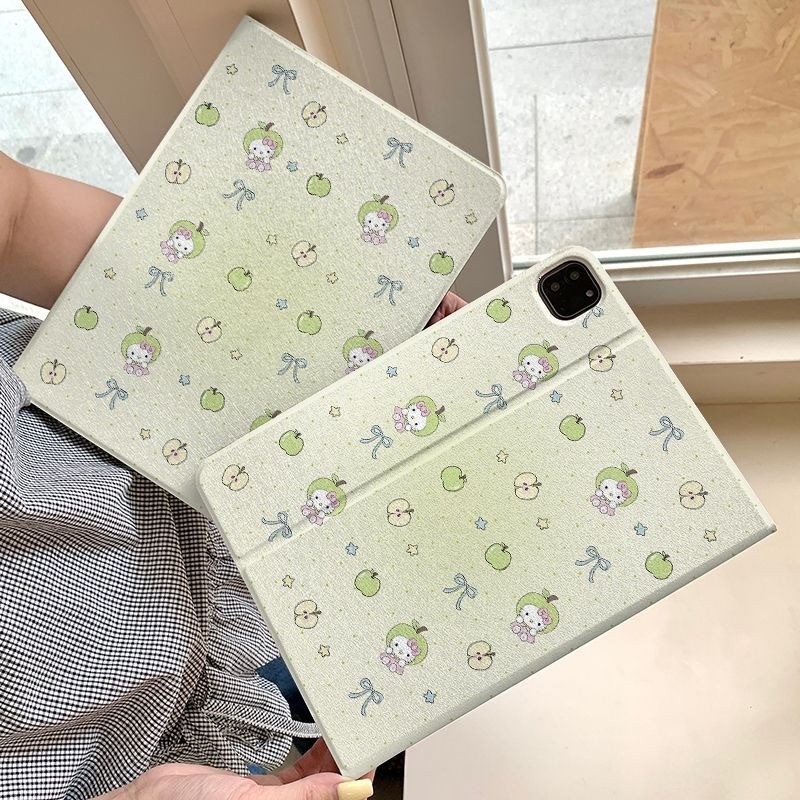 Capa Capinha Maçã HelloKitty para Tablet Samsung Galaxy Tab S6 Lite  A9PLUS S9 S10 FE PLUS+ CASE Slot para Caneta