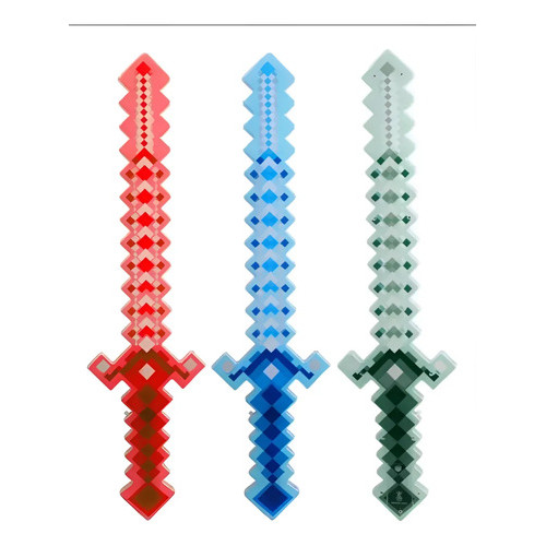 Espada Minecraft Grande 60cm Bloco Gamer Led Brilhante Bloco Vermelho 