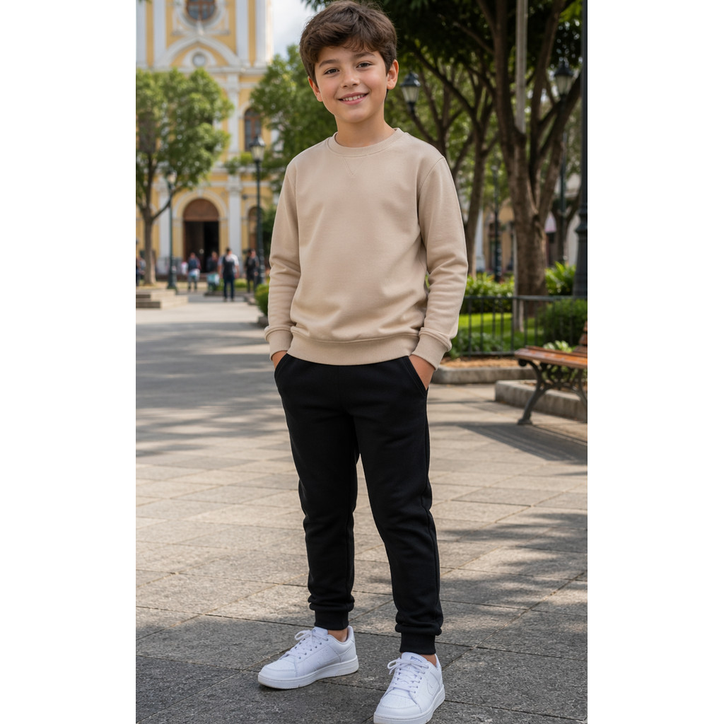 conjunto de moletom gola careca infantil peluciado