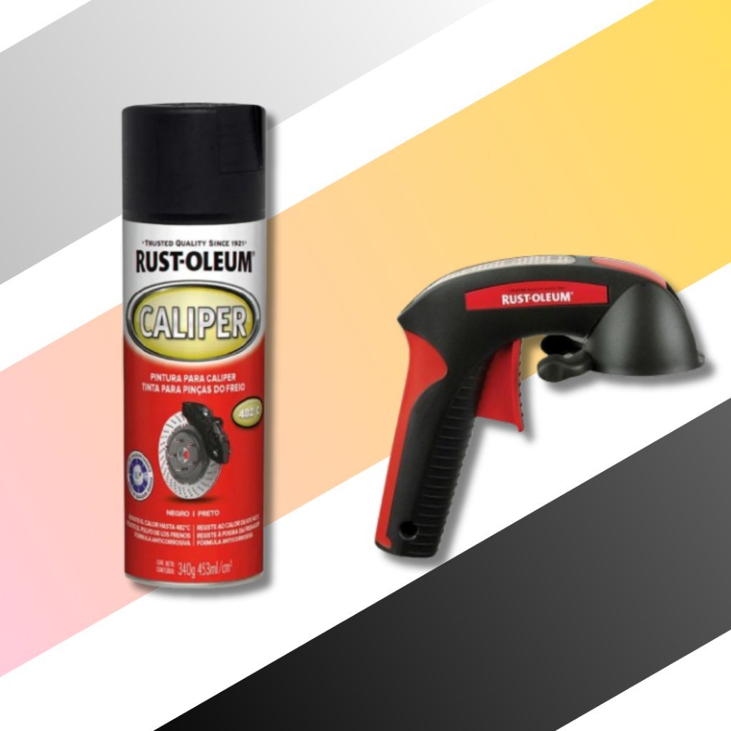 Kit Spray Pintura Para Rodas Caliper Paint Preto e  Gatilho Aplicador Rust Oleum