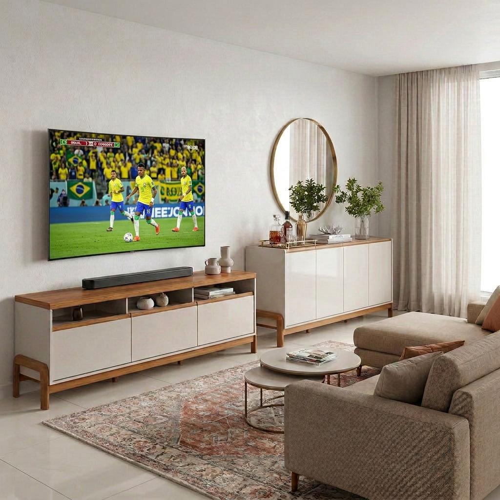 Rack Bancada com Buffet Aparador Moderno Repleta