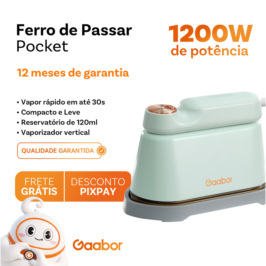 Gaabor Ferro a Vapor Portátil Top Clean Aquecimento Rápido Tamanho Pequeno e Fácil de Guardar HM-M01A
