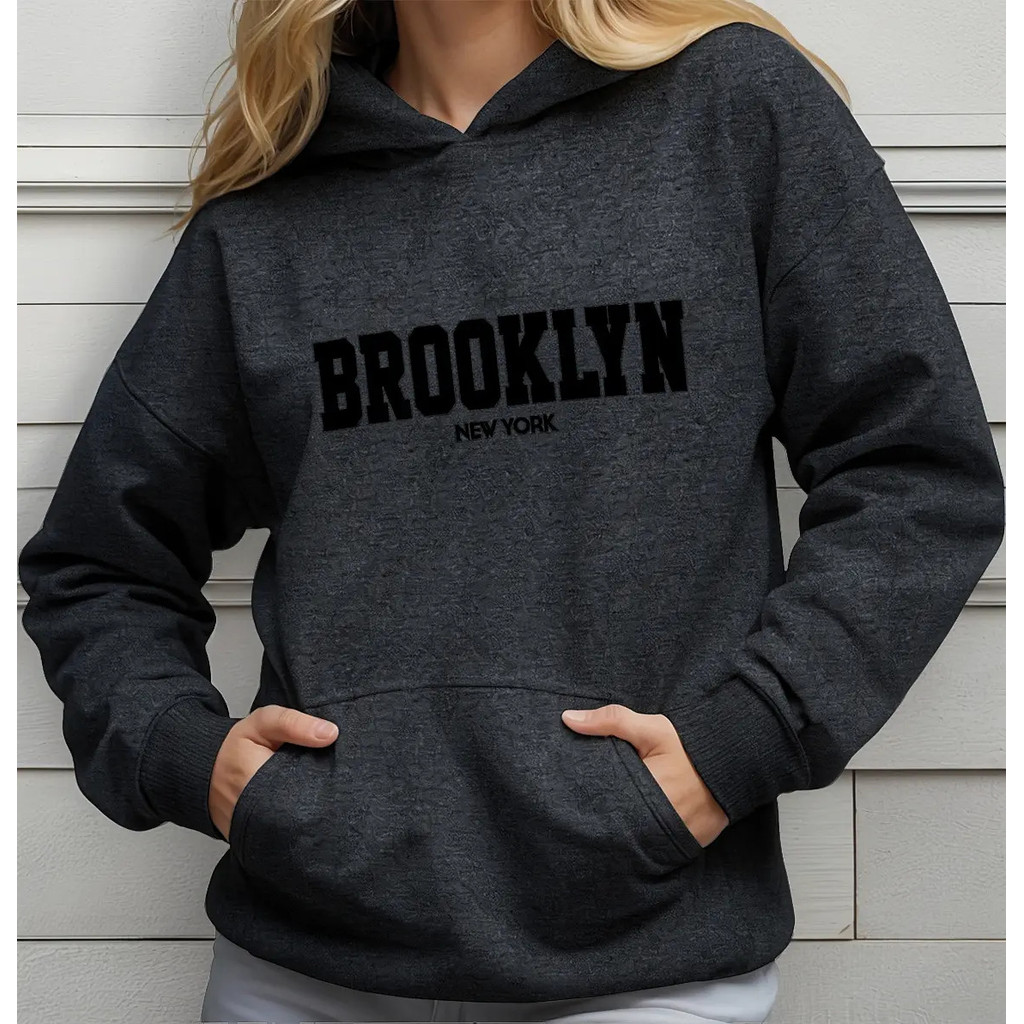 Moletom Estampado Feminino Brooklyn Canguru Blusa De Frio