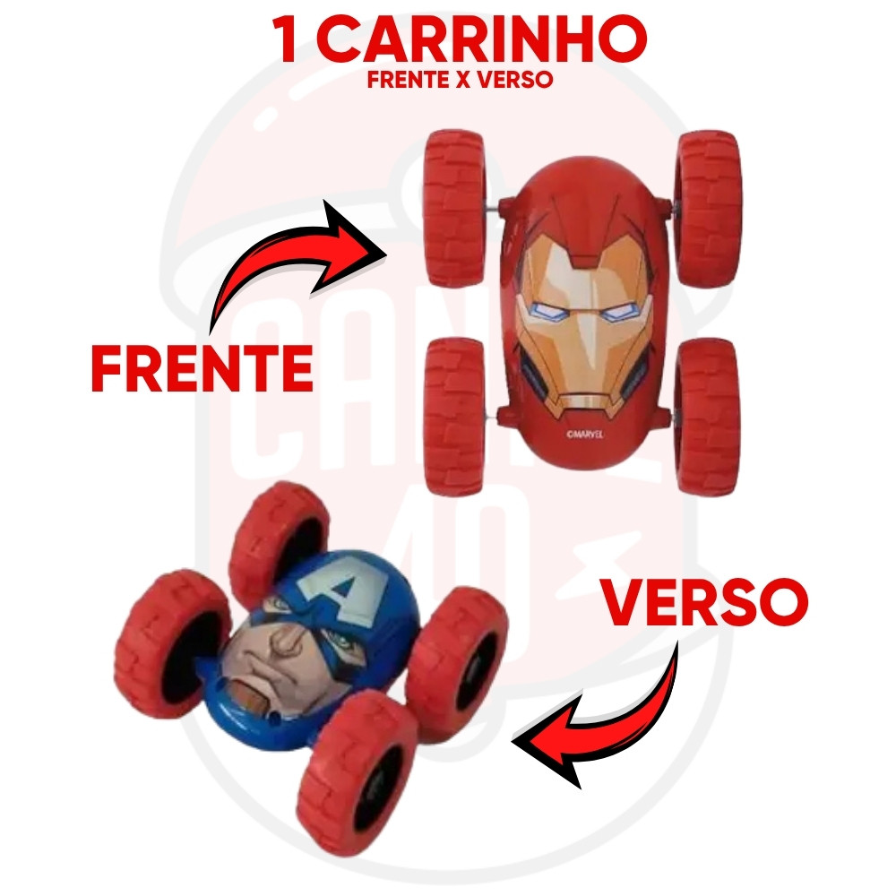 CARRINHO DE FRICÇÃO FLIP OVER MARVEL TOYNG SUPER HERÓIS VILÕES BRINQUEDOS MENINO AVENGERS VINGADORES · foto 2