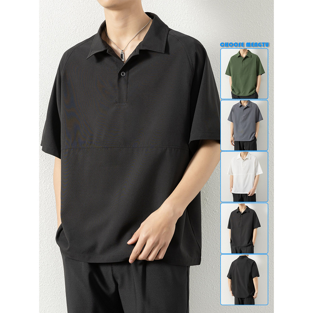 Roupas de verão de manga curta meninos camisas polo bonito oversize na moda 2026 novo estilo lapela solta camiseta