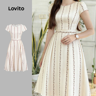 Lovito Vestido Elegante com Zíper e Espartilho Vestido de Primavera/verão para mulheres LBL35110