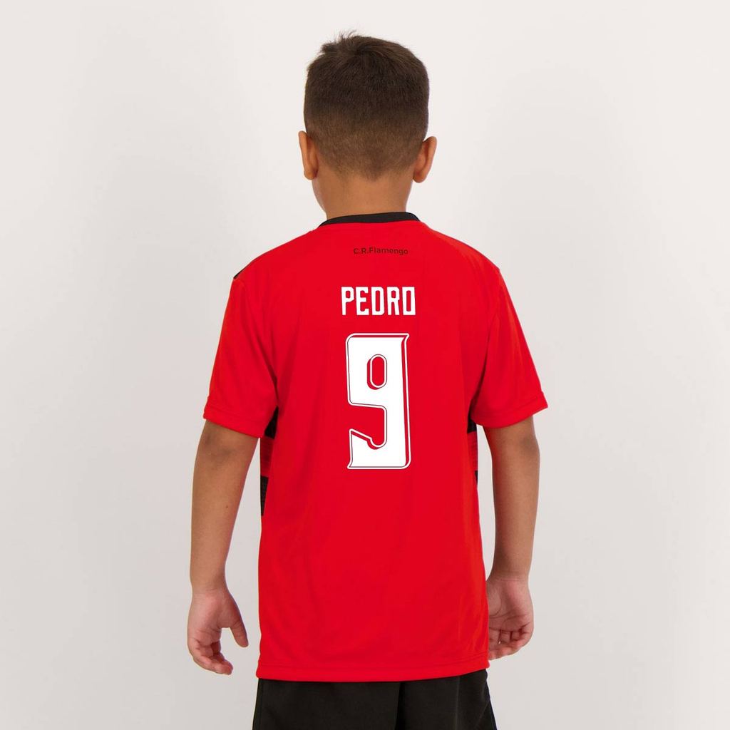 Camisa Flamengo Shout Infantil Vermelha e Preta 9 Pedro