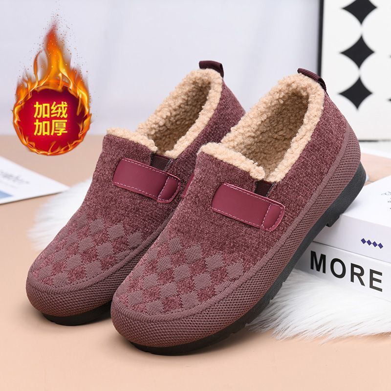 Inverno velho pequim sapatos de pano sapatos femininos velo quente de meia-idade idosos sapatos de algodão avó sapatos d