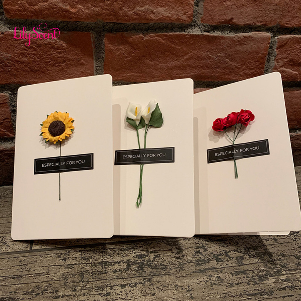 Greeting Card Blank Artificial Flower with Envelope – Unique Handmade Birthday Thanksgiving Mother’s Day Floral Pop-