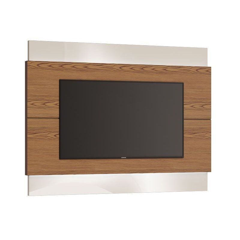 Painel Suspenso Aéreo Flutuante para Sala TV  até 60 Polegadas Classic Decorativo Freijó com Off White - Imcal Móveis