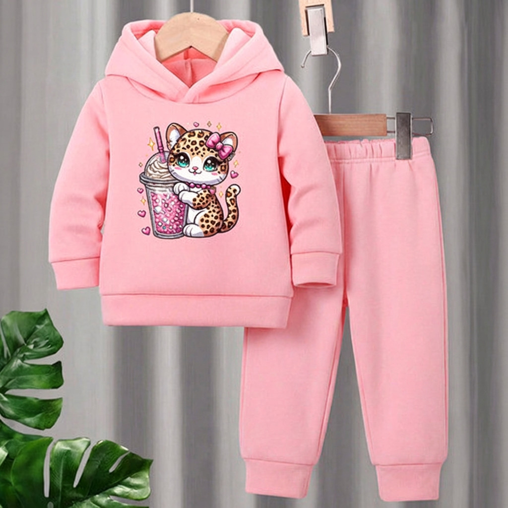 Conjunto Moletom Infantil Gatinha Menina Confortável e Estiloso na Oferta tamanho 2 ao 14