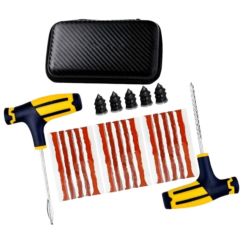 O Kit Completo De Reparo De Punção De Pneu De Veículo YOI Contém 15 Peças De Tiras De Borracha Fortes