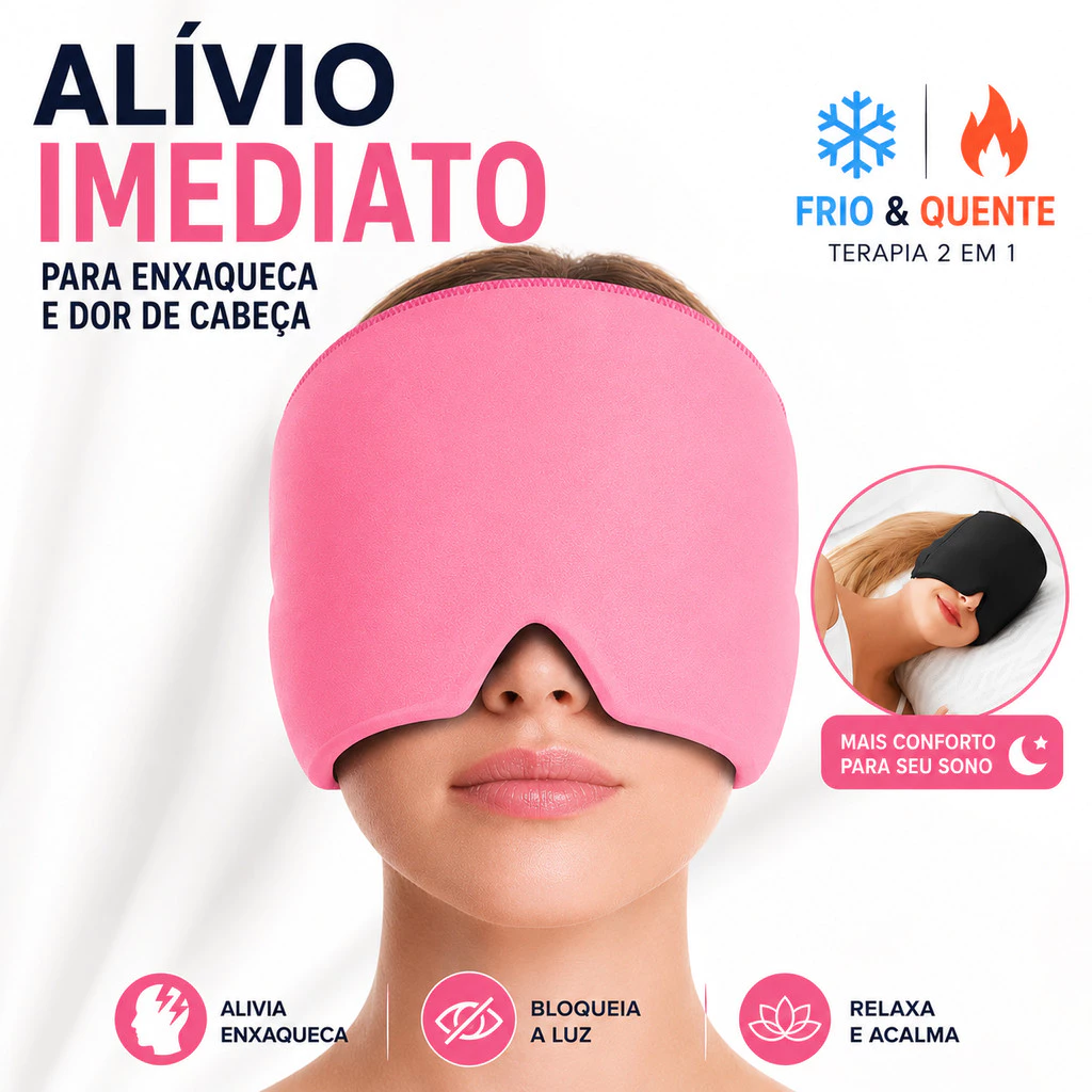 Touca Para Enxaqueca Gel Frio Quente Máscara Anti Luz Alívio Imediato Dor de Cabeça e Insônia — imagem 1