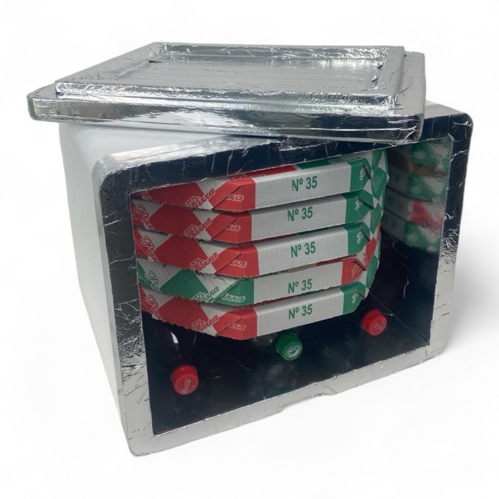Caixa de isopor laminado 45 L térmica para bag espetos e bebidas