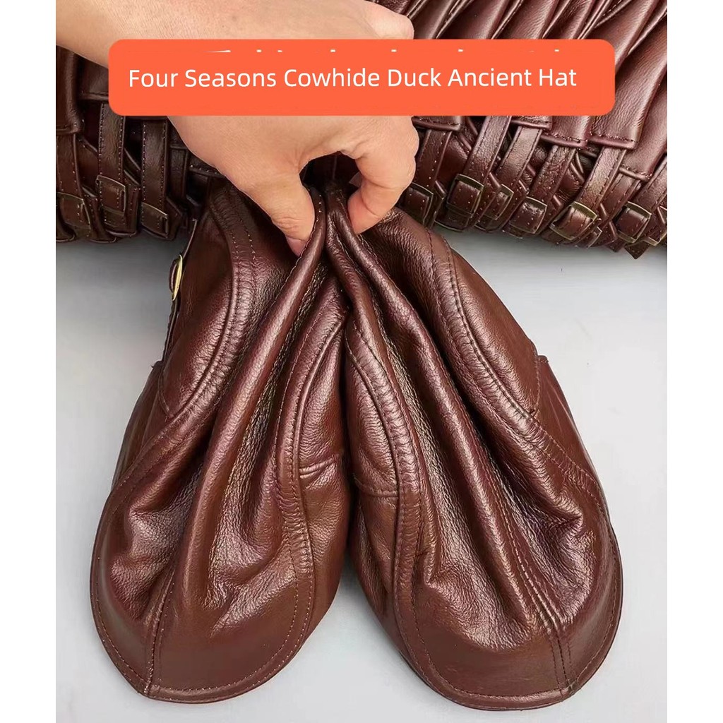 boné boné masculino F Primeira Camada de Couro Quatro Estações Fina Superfície Macia Boné Repicado Casual