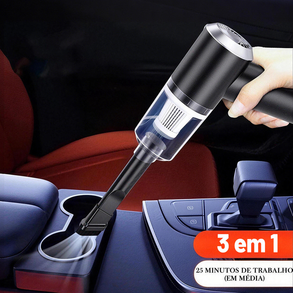 Mini Aspirador de Pó Portátil Automotivo Casa Sem Fio 3/5 em 1 Recarregável Potente 6000Pa