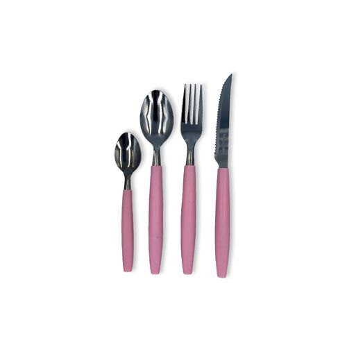 Jogo Talheres Completo Aco Inox 24 Pecas Gaveteiro Organizacao Resistente Design Moderno Rosa
