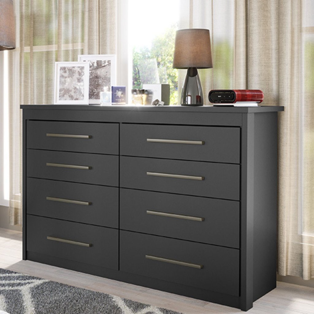 Cômoda para Quarto 8 Gavetas Elegance Preto/Black Black