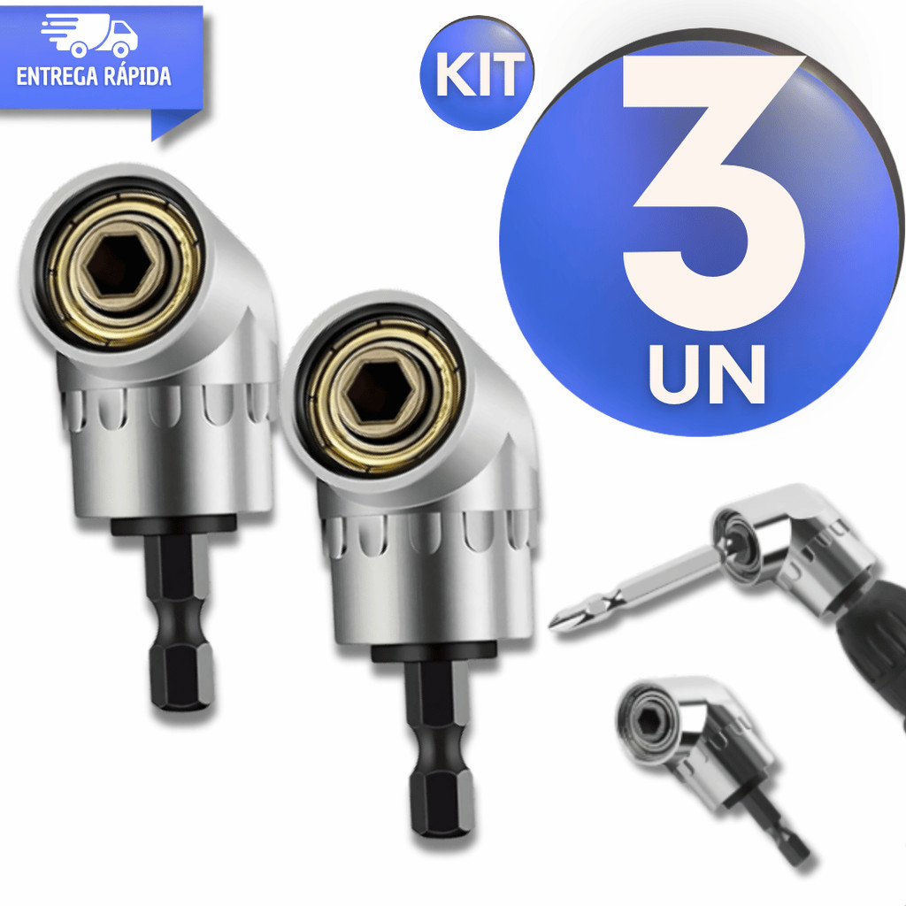 Combo Adaptador Angular 105°Graus Encaixe Sextavado Parafusadeira Furadeira Para Bits Ferramentas