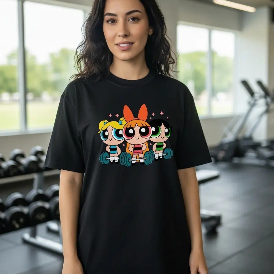 Camiseta Estampada Inspirado Super Poderosas Levantando Peso Unissex 100% Algodão Frete Grátis Rápido Plus Size