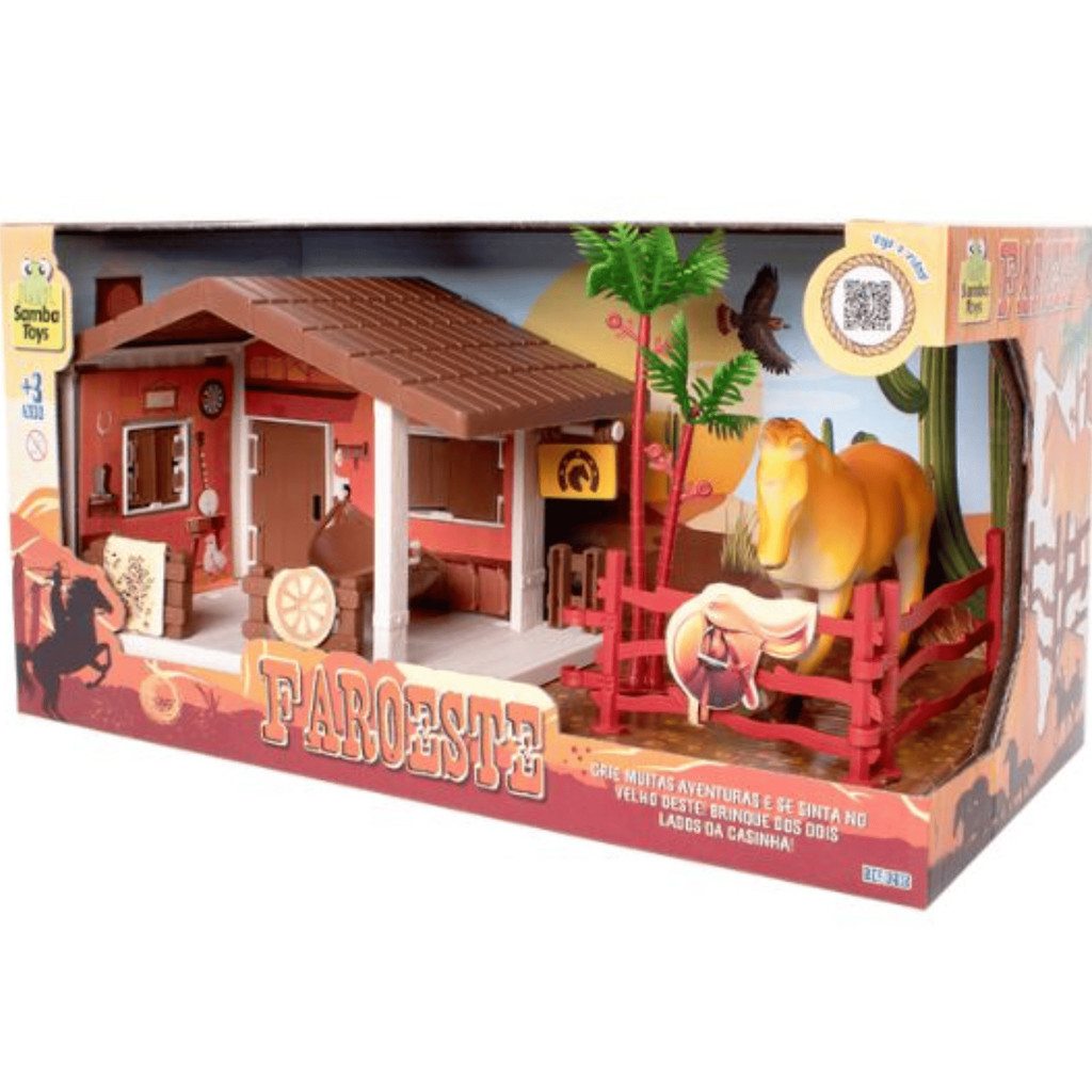 Brinquedo Faroeste Velho Oeste Com Casinha E Cavalo Kit