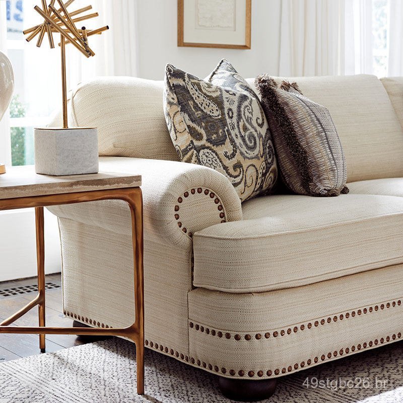 Sofá retrô com tecido tecnológico e látex, de três lugares, sofá popular de 2024 para sala de estar, sofisticado e elega