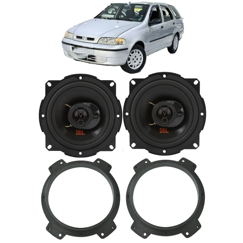 Kit 02 Alto Falante Jbl Palio Weekend 2001 A 2007 Traseiro C/ Aro
