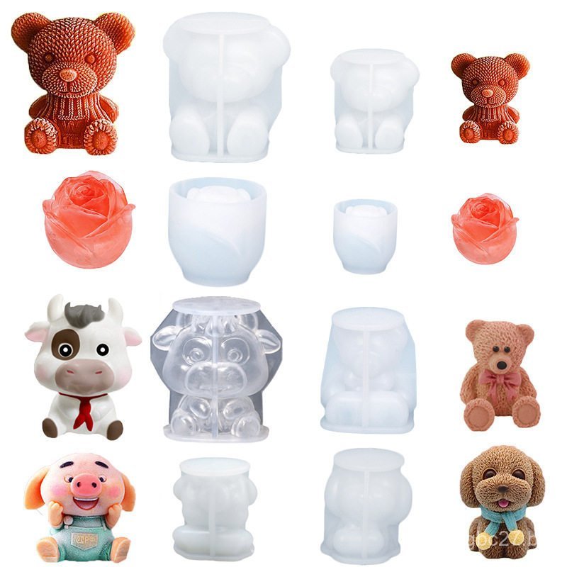 Molde de Silicone para Cubos de Gelo em Forma de Urso 3D, Bandeja de Gelo em Forma de Urso 3D, Molde de Gelo em Forma de