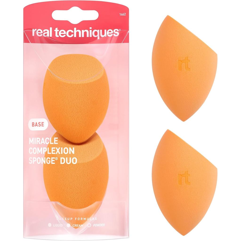 Esponja Miracle Complexion da Real Techniques para Maquiagem Líquida e em Creme, Design de 3 Pontas para Aplicação Sem F