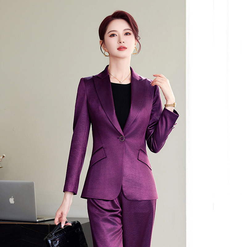 Terno roxo jaqueta feminina outono inverno High-End terno profissional temperamento OL terno Formal Hotel gerente roupas