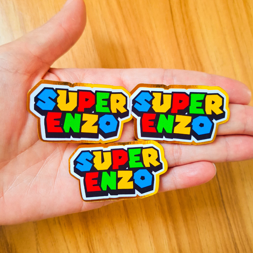 Aplique 3D Super Mario Nome Personalizado para Lembrancinhas Festa Infantil