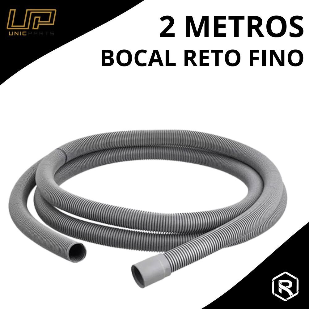 Mangueira de Saída para Máquina Lavar 2metros - Boca Fina Reta Flexível - AFA