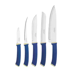 Jogo de Facas Felice 5 Peças Aço Inox Cabo Azul Polipropileno Tramontina - 23499178