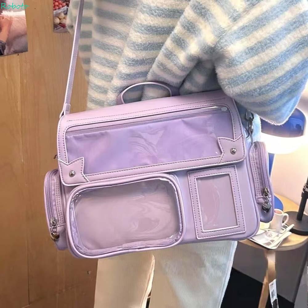 Mochila Ita Conversível DARNELL , Bolsa Uniforme Kawaii De Couro PU Transparente De Pelúcia Com Janela Em PVC