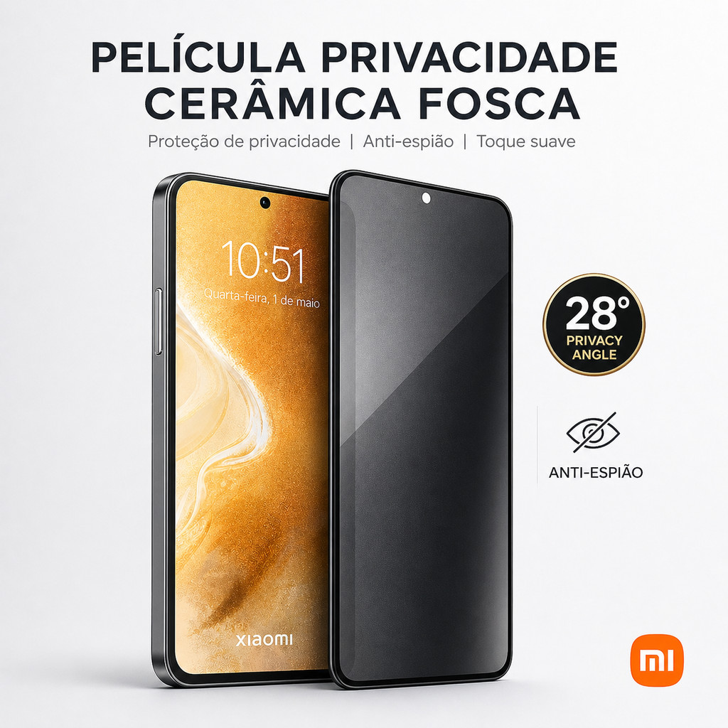 Película Privacidade Cerâmica Fosca Xiaomi Redmi 15C 14C 13C 12 Note 15 14 13 Pr