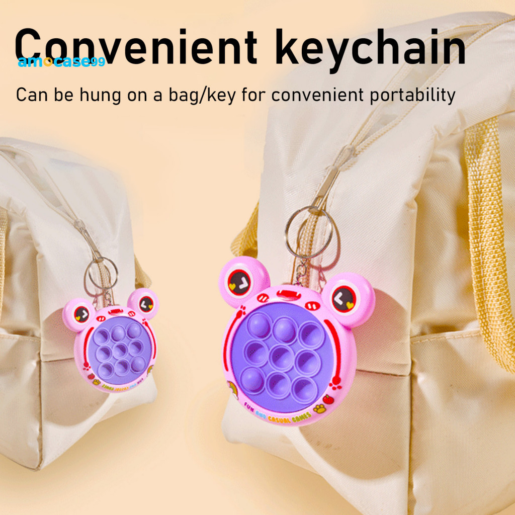 Bubble Popping Game Machine Portable Stress Toy Mini Push Console Keychain Relief Silicone Fidget Squeeze for Kids for S
