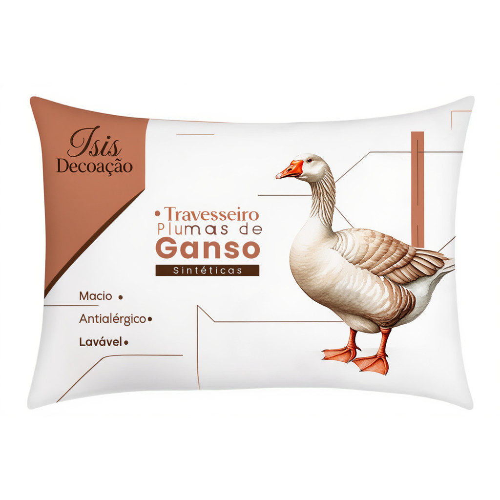 Travesseiro 2 Unidades Pluma de Ganso Sintética Premium Extra Macio Premium Isis Decoração