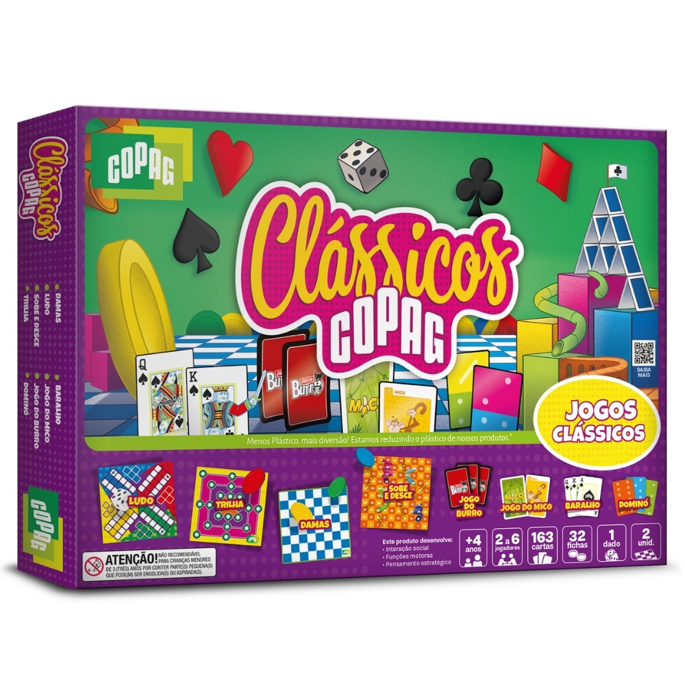 JOGO DE TABULEIRO CLÁSSICOS COPAG DAMA LUDO TRILHA SOBE DESCE BARALHO DOMINÓ MIC