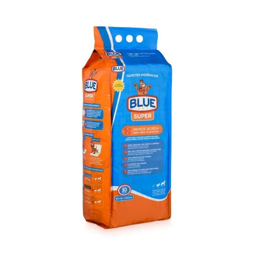 Tapete Higienico Super Premium Para Cães 82X60cm Blue com 30Un